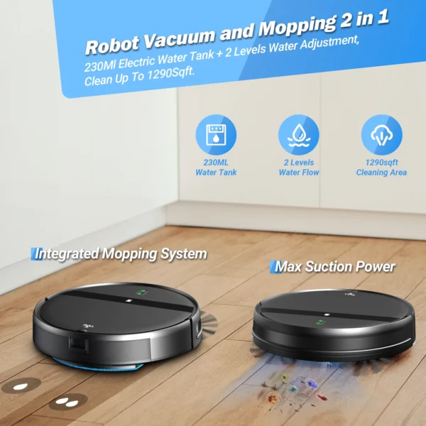 OMESER Robot Vacuum Cleaner Auto Charging 1400Pa Power App Control Water Tank Wet Mopping Robot Vacuum Cleaner Electric Sweeper - Image 3