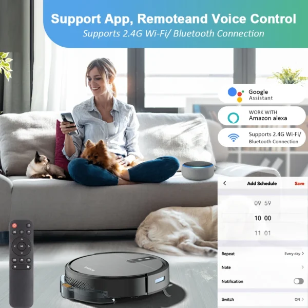 Smart Vacuum Cleaner Robot 3600PA Sweeper Floor Wireless Auto-Recharge Navigation Area On Map Pet Hair For Home Cleaning Robotic - Image 6