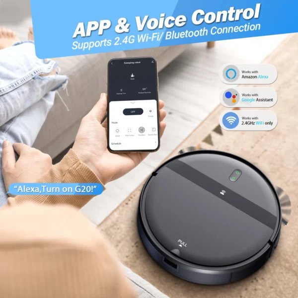 OMESER Robot Vacuum Cleaner Auto Charging 1400Pa Power App Control Water Tank Wet Mopping Robot Vacuum Cleaner Electric Sweeper - Image 2