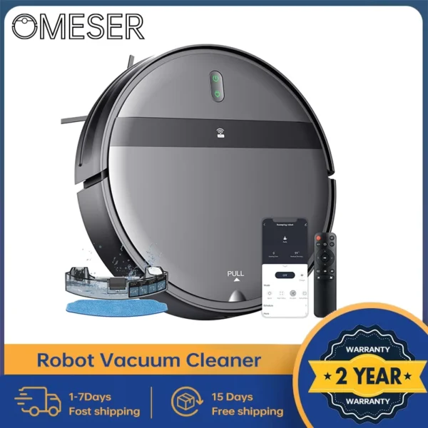 OMESER Robot Vacuum Cleaner Auto Charging 1400Pa Power App Control Water Tank Wet Mopping Robot Vacuum Cleaner Electric Sweeper